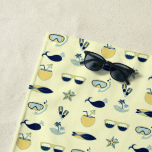 Trendy Summer Symbols Pattern Beach Towel