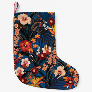 Trendy summer tropical background with deep jungle small christmas stocking