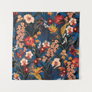 Trendy summer tropical background with deep jungle tapestry