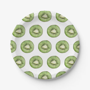 Trendy Summer Watercolor Fruit Kiwi Pattern        Paper Plate