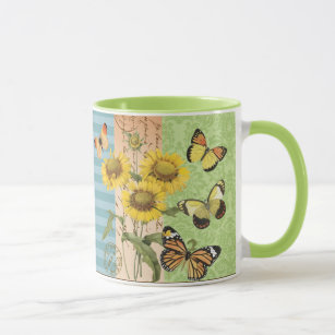 Trendy Sunflowers and Butterflies mug