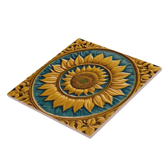 Trendy Sunflowers Beautiful Collection Tile (Side)