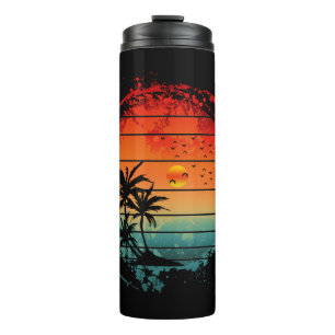 trendy sunset palm tree thermal tumbler