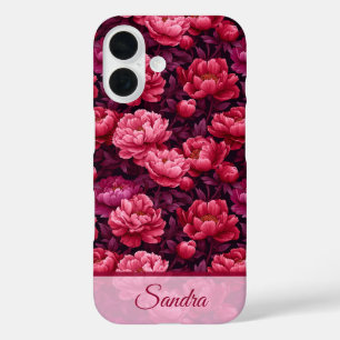 Trendy Surprise Birthday Peony Floral Custom iPhone 16 Case