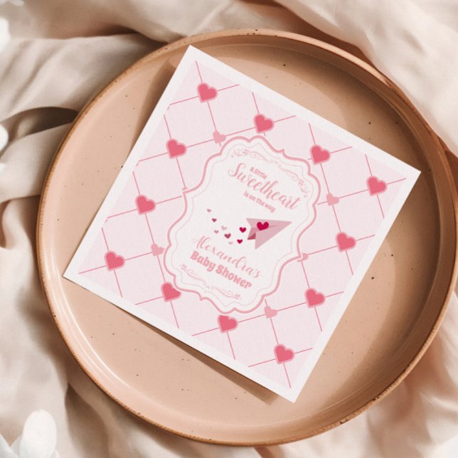 Trendy Sweetheart Valentine's Day Baby Shower Napkin (Creator Uploaded)