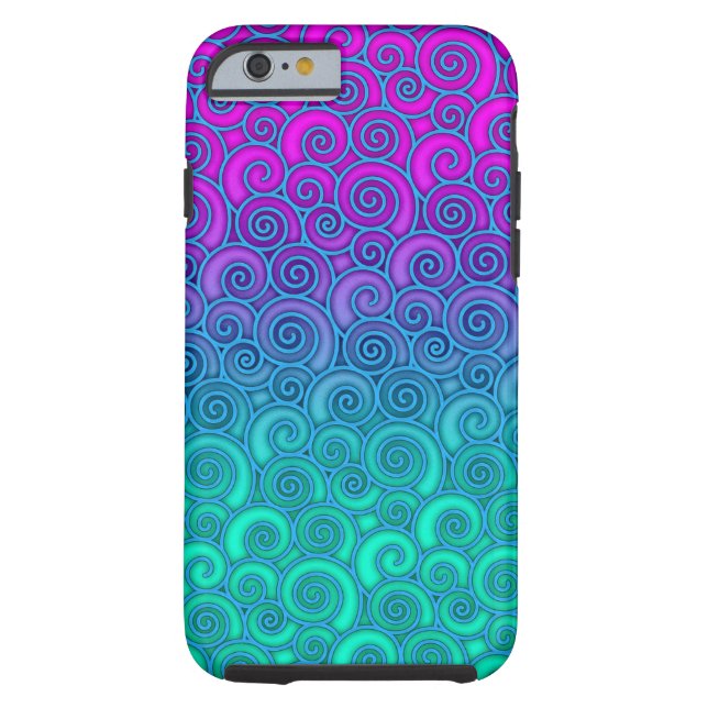 Trendy Swirly Wavy Teal and Bright PInk Abstract Case-Mate iPhone Case (Back)