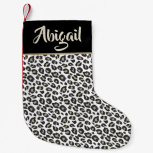 Trendy Tan Leopard Print - Personalized Small Christmas Stocking