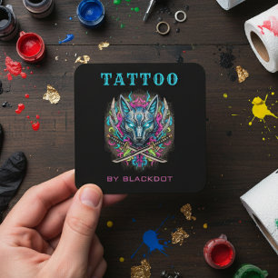 Trendy Tattoo Studio Booking QR Code Tattoo Artist Square Business Card