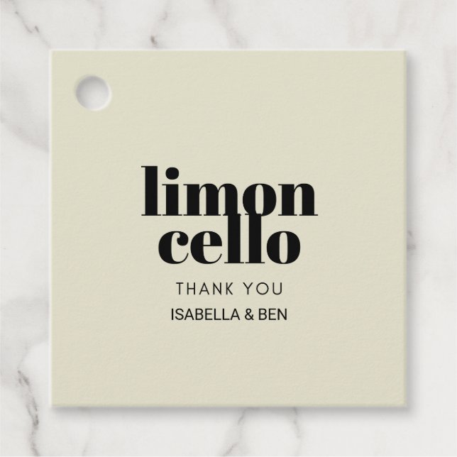 Trendy Taupe Homemade Limoncello  Favour Tags (Front)