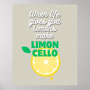 Trendy Taupe Italian Lemon Limoncello Kitchen Bar Poster