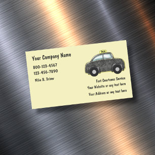 Trendy Taxi Ride Hailing Service Magnetic Business Card