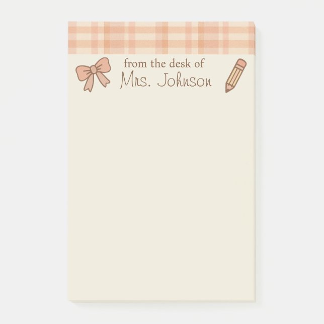 Trendy Teacher Personalised 4"x6" Post-It Notes  (Front)