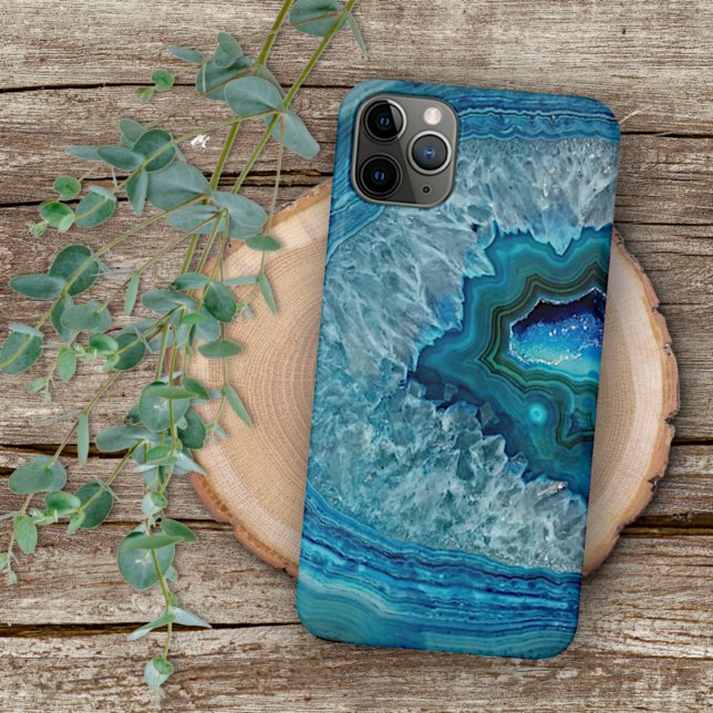 Trendy Teal Blue Aqua Turquoise Geode Rock Pattern iPhone Case (Creator Uploaded)