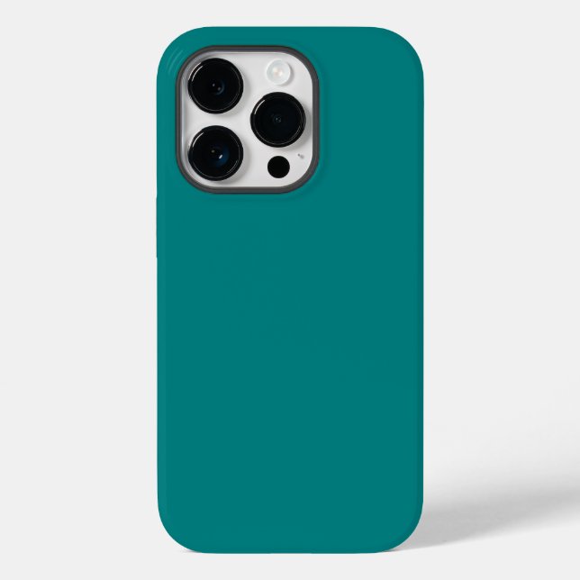 Trendy Teal Blue Green Solid Color, iPhone Case (Back)