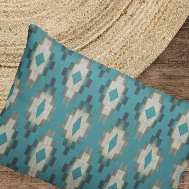 Trendy Teal Blue Taupe Brown Beige Gray Tribal Art Pillowcase (Creator Uploaded)