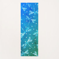 Trendy teal blue watercolor ombre dragonflies