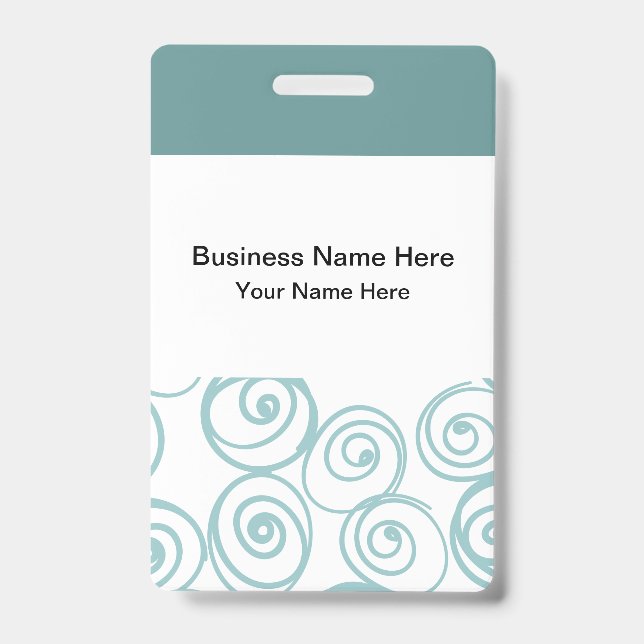 Trendy Teal Budget Name Badges ID Badge (Front)