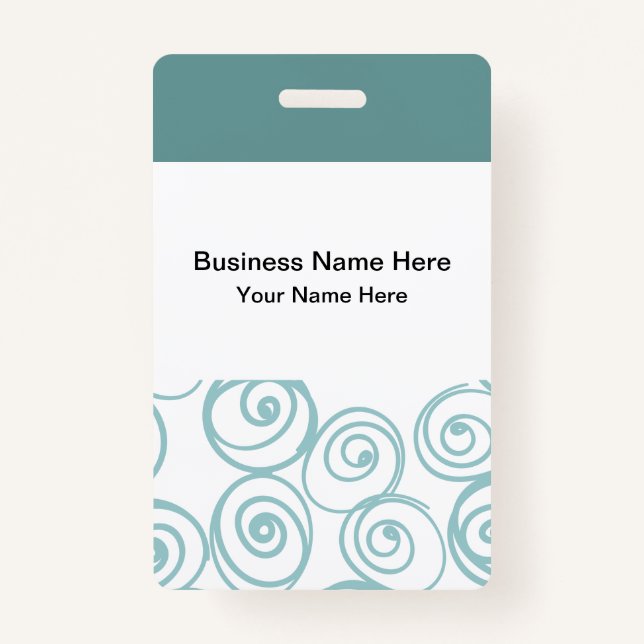 Trendy Teal Budget Name Badges ID Badge (Front)