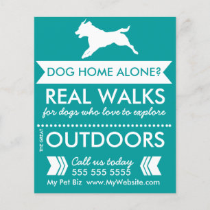 Trendy Teal Dog Silhouette Dog Walker Flyer