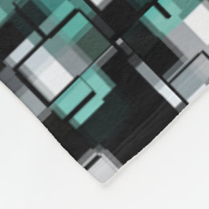 Trendy Teal Green Black White Cool Fleece Blanket