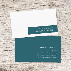 Trendy Teal Modern Minimalist Stylish Business Card