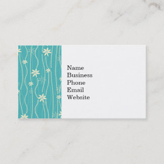 Trendy Teal Summer Flower Pattern Business Card