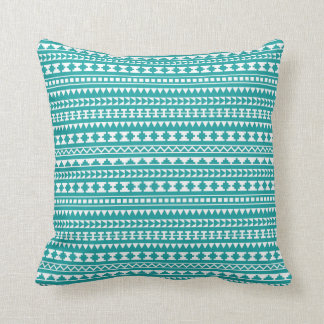 Trendy Teal Tribal Aztec Pattern Cushion