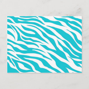 Trendy Teal White Zebra Stripes Wild Animal Prints Postcard