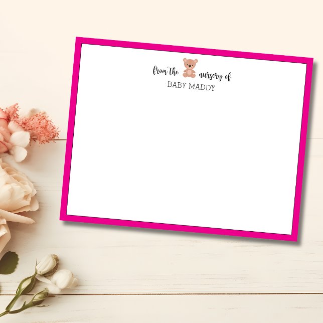 Trendy Teddy Bear Nursery Stationery Note Card (Creator Uploaded)
