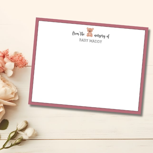 Trendy Teddy Bear Nursery Stationery Note Card (Creator Uploaded)