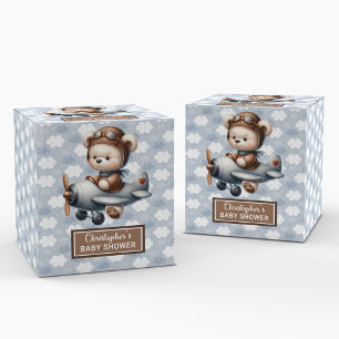 Trendy Teddy Bear Pilot Boy Baby Favor Box