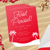 Trendy Teen Girl Red Beach First Period Party