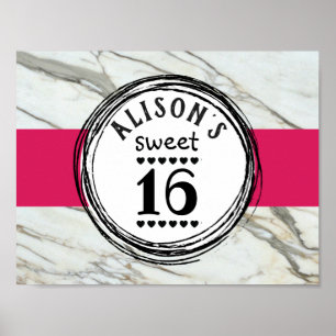 Trendy teenager birthday girl sweet sixteen poster