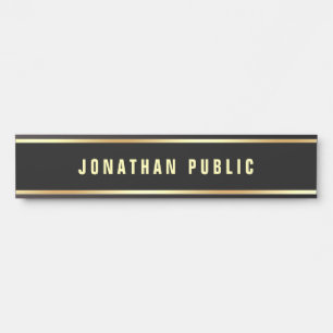 Trendy Template Modern Black And Gold Custom Door Sign