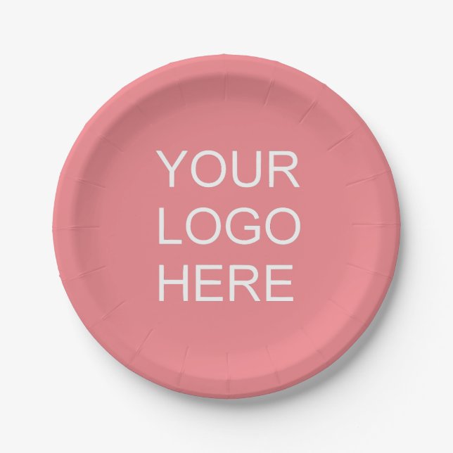 Trendy Template Upload Your Company Logo Text Paper Plate (Front)