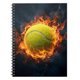Trendy Tennis Ball on Fire Modern Sports Art Notebook