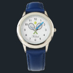 Trendy Tennis Racquet and Ball Personalised Kids Watch<br><div class="desc">Trendy Tennis Racquet and Ball Personalised Kids Watch</div>