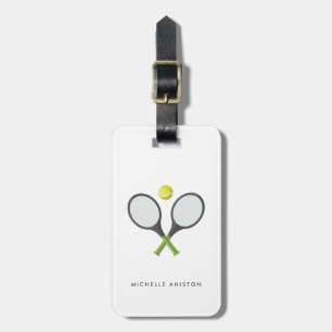 Trendy Tennis Racquet and Ball Personalised   Luggage Tag