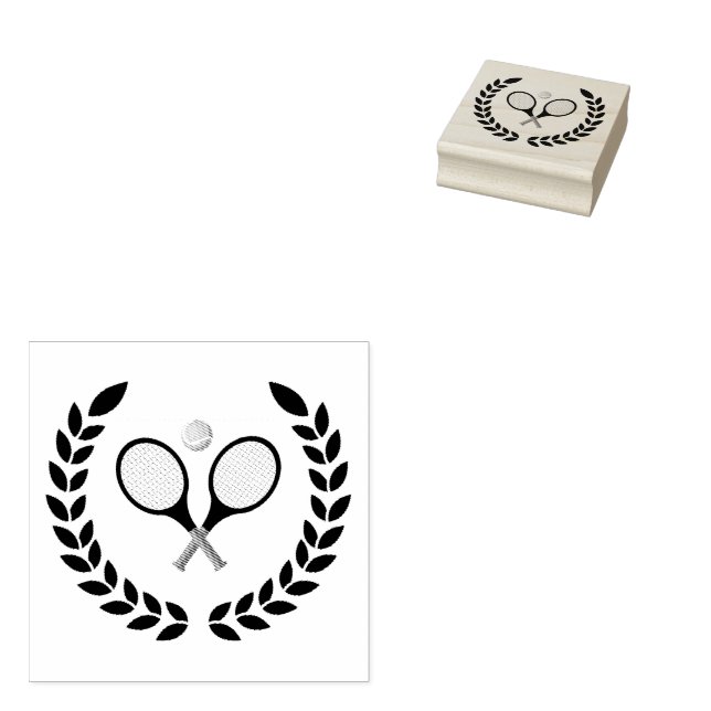 Trendy Tennis Racquet and Ball  Rubber Stamp (Stamped)