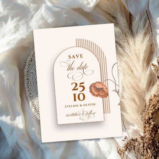 Trendy Terracotta flowers arch brown hues ivory Invitation (Trendy Terracotta flowers arch brown hues ivory Invitation)
