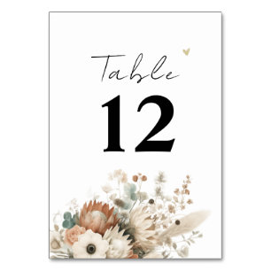 Trendy Terracotta Flowers Modern Wedding Table Number