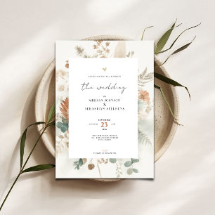 Trendy Terracotta Flowers Wedding Invitation