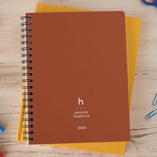 Trendy Terracotta Modern Monogram Weekly Planner (Creator Uploaded)