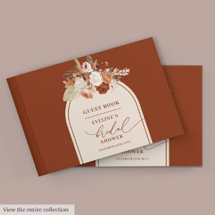 Trendy terracotta pampas floral bridal guest book