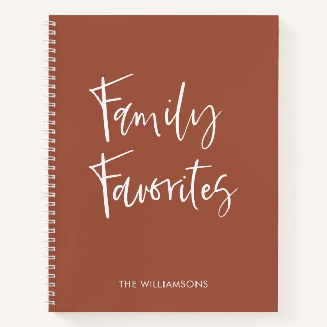 Trendy Terracotta Script Cooking Family Recipe  Notebook (Front)