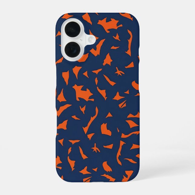 Trendy Terrazzo Confetti Pattern - Navy Blue and B iPhone 16 Case (Back)