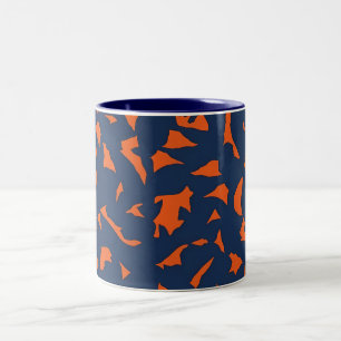 Trendy Terrazzo Confetti Pattern - Navy Blue and B Two-Tone Coffee Mug