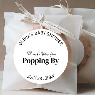Trendy Thank You for Popping By Baby Bridal Shower Classic Round Sticker