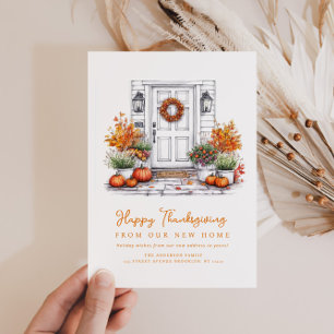 trendy thanksgiving moving announcement card