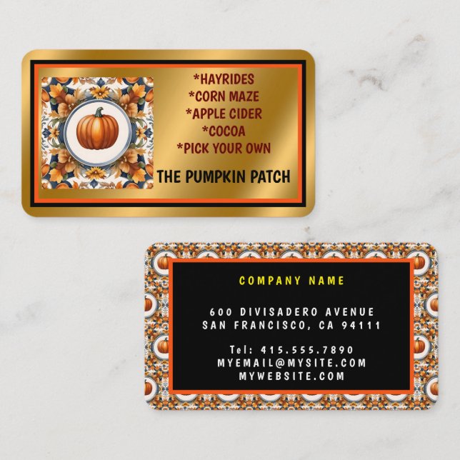Trendy Thanksgiving Pumpkin Autumn Collection Business Card (Front/Back)